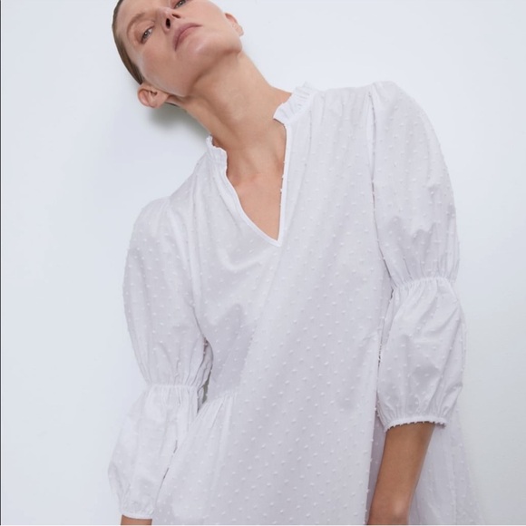 Zara White Cotton Dress - Picture 5 of 12